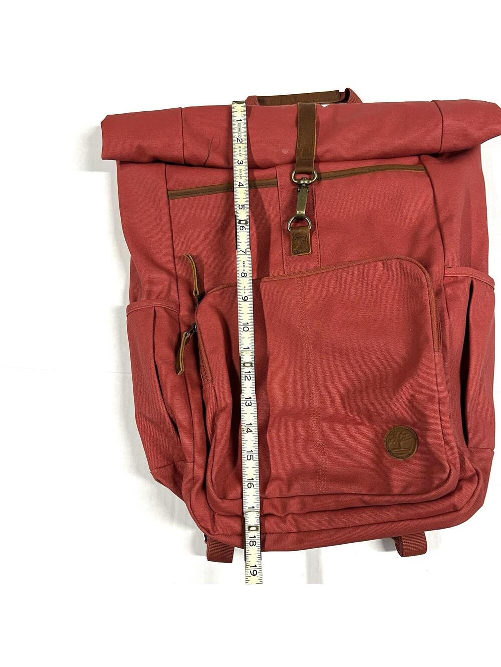 Timberland Roll Top Backpack Salesman Sample Burnt Red Orange Rare Bag - Picture 7 of 15